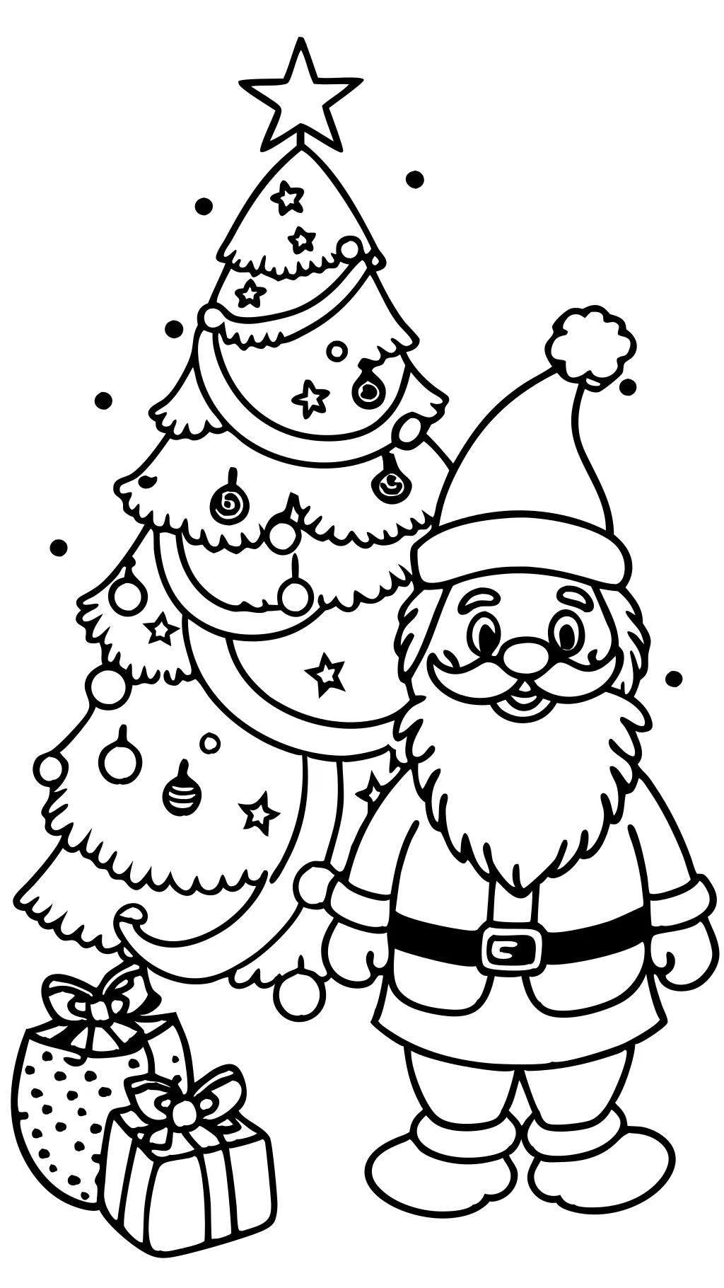 christmas tree and santa coloring page